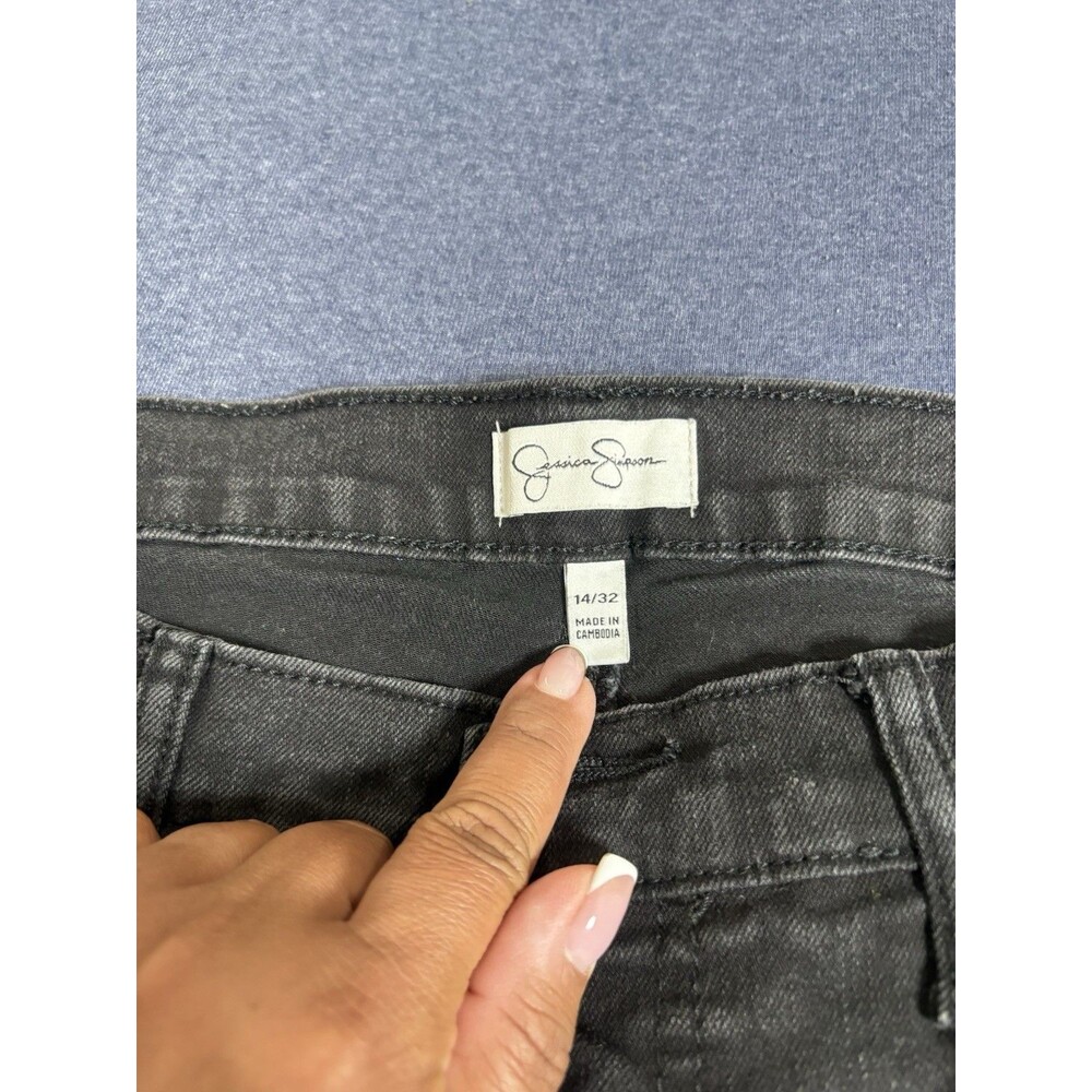 Jessica Simpson Women’s Bootcut Jeans Gray Solid Denim Regular Size 14